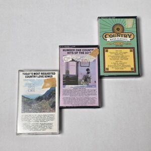 K-Tel Quality Country Music Cassette Tape Lot 3pc 70s 80s Hits Love Songs Mixed